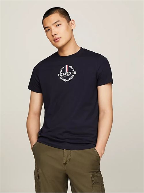 global stripe wreath tee TOMMY HILFIGER | MW0MW34388DW5